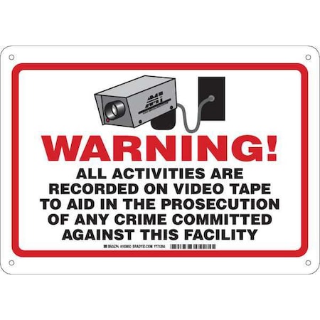 Warning Sign, 10 In Height, 14 In Width, Plastic, Rectangle, English