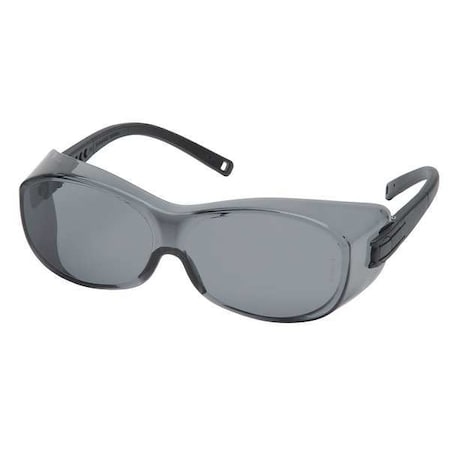 Safety Glasses, OTG Gray Polycarbonate Lens, Scratch-Resistant