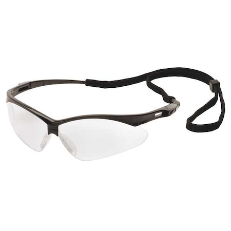 Safety Glasses, Agitator Series, Anti-Scratch, Wraparound, Black Half-Frame, Clear Lens