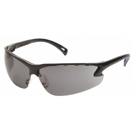 Safety Glasses, Wraparound Gray Polycarbonate Lens, Scratch-Resistant