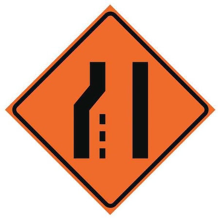 Lane Ends Traffic Sign, 48 In H, 48 In W, Vinyl, Diamond, No Text, 669-C/48-RVFO-LS