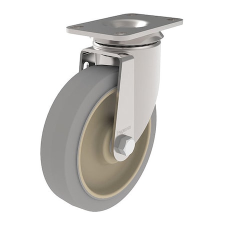 NSF-Listed Plate Caster,325 Lb. Load,Gray Wheel