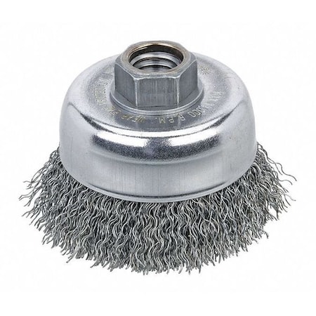 Wire Cup Brush,3x.014x5/8-11,Steel