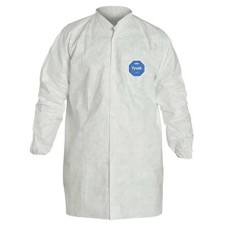 Disp Lab Coat,Polyethylene,White,L,PK30