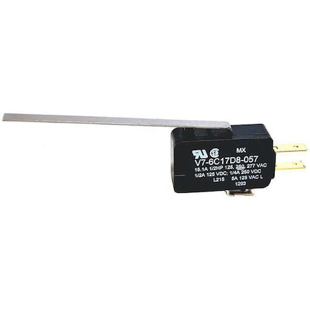 Miniature Snap Action Switch, Lever, Long Actuator, SPDT, 15A @ 240V AC Contact Rating