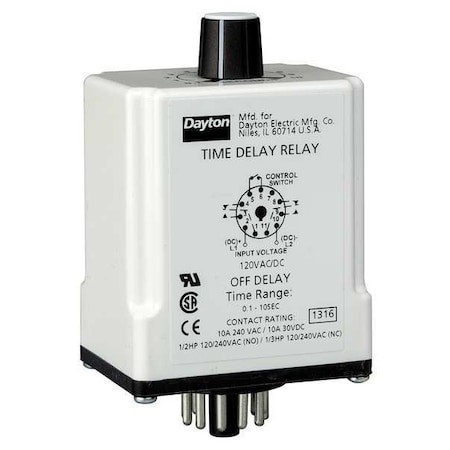 Time Delay Relay,24VAC/DC,10A,DPDT