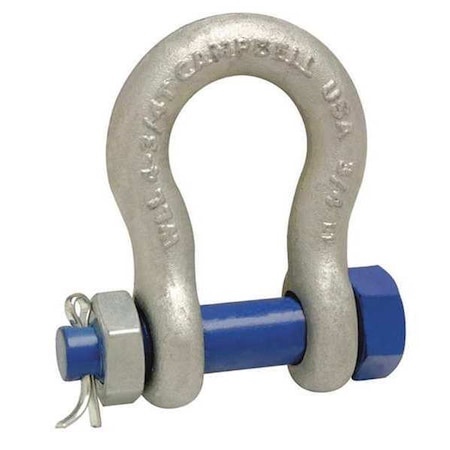 1-3/8 Anchor Shackle, Bolt Type, Forged Carbon Steel, Galvanized