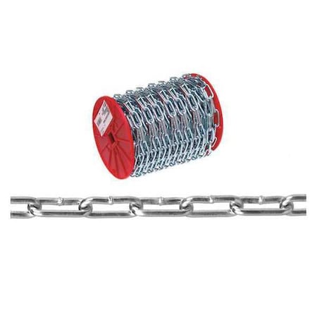 3/0 Straight Link Coil Chain, Zinc Plated, 100' Per Reel