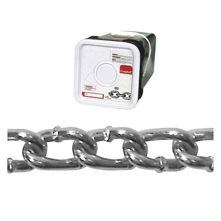 2/0 Twist Link Machine Chain, Zinc Plated, 175' Per Square Pail