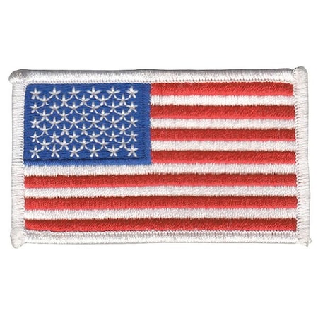 U.S. Flag, Embroidered Patch, White, 3-3/8 In X 2 In