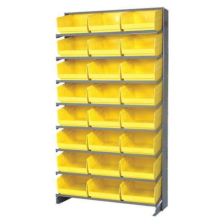 Steel Pick Rack, 36 In W X 64 In H X 12 In D, 8 Shelves, Yellow