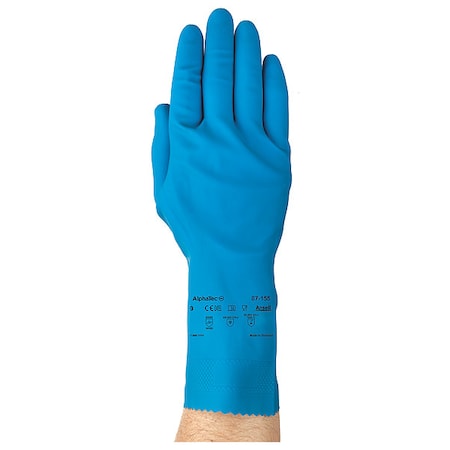 12 Chemical Resistant Gloves, Natural Rubber Latex, 7, 1 PR