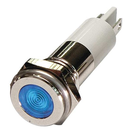 Flat Indicator Light, Blue, 12VDC, Size: 10mm Mounting Dia