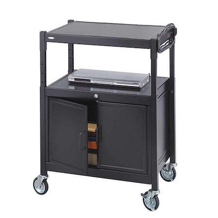 AV Cart,w/Cabinet,Steel,Black