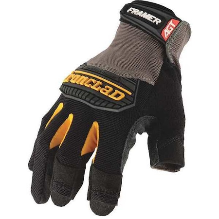 Mechanics Gloves, 2XL, Black, Ribbed Stretch Nylon
