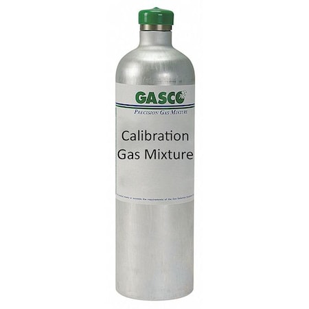 Calibration Gas, Carbon Monoxide, Hydrogen Sulfide, Methane, Nitrogen, Oxygen, 34 L, +/-5% Accuracy