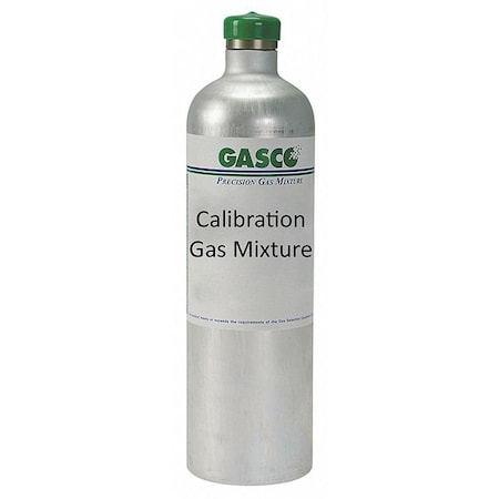 Calibration Gas, Hydrogen Sulfide, Methane, Nitrogen, Oxygen, 34 L, C-10 Connection, +/-5% Accuracy