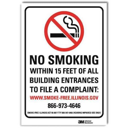 No Smoking Sign, 10 H, 7 In W, Reflective Sheeting, Horizontal Rectangle, English, U1-1050-RD_7X10