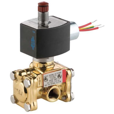 120V AC Brass Solenoid Valve, Normally Closed, 3/4 In Pipe Size
