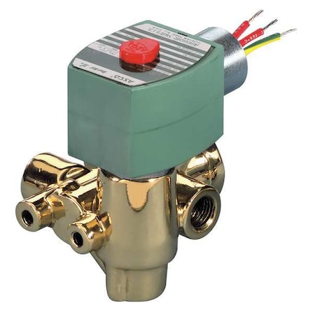 120V AC Brass Solenoid Valve, Normally Closed, 1/4 In Pipe Size