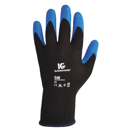 Foam Nitrile Coated Gloves, Palm Coverage, Black/Blue, L, 12PK