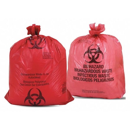 Biohazard Bag,33x39,1.2mL,Red,PK250