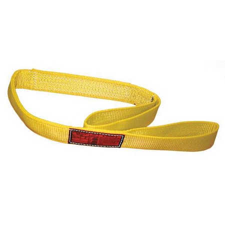 Synthetic Web Sling, Flat Eye And Eye, 20 Ft L, 2 In W, Nylon, Yellow
