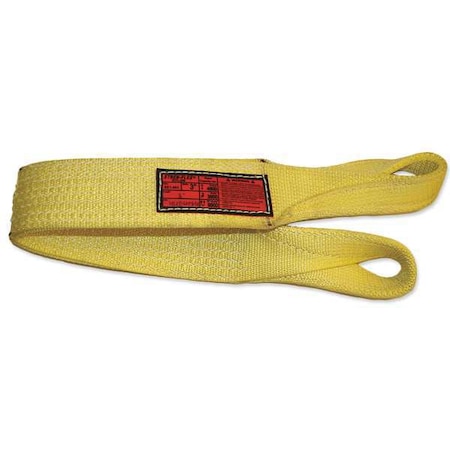 Synthetic Web Sling, Twisted Eye And Eye, 8 Ft L, 4 In W, Nylon, Yellow
