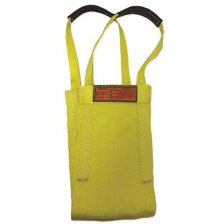 Synthetic Web Sling, Attached Eye Cargo Basket, 18 Ft L, 24 In W, Nylon, Yellow