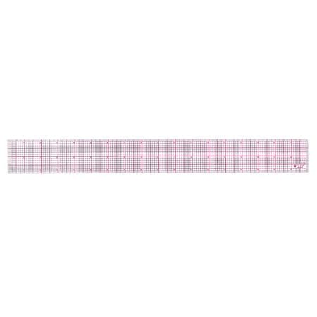 Ruler,Plastic,Lined,16ths,18in,Transprnt