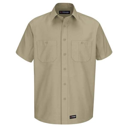 Short Sleeve Shirt,Khaki,Polyester/Cotton, 3XL