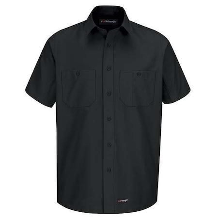 Short Sleeve Shrt,Blk,Polyester/Cottn,LT