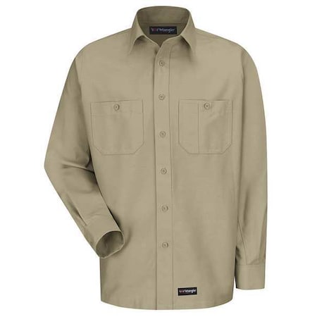 Long Sleeve Shirt,Khaki,Polyester/Cotton