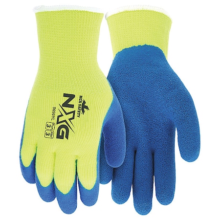 Hi-Vis Cold Protection Cut-Resistant Gloves, Cotton/Polyester/Acrylic Lining, L, 12PK