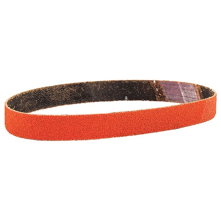 Sanding Belt, Coated, 1/2 In W, 12 In L, 100 Grit, Fine, Ceramic, R980P Blaze, Orange