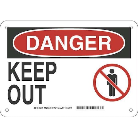 Danger Sign, 7 HX10 W, Fiberglass, Width: 10, 131653