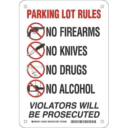 Security Sign, 7 Height, 10 In Width, Fiberglass, Rectangle, English
