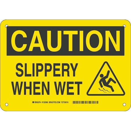 Caution Sign, 7 H, 10 W, Fiberglass, Rectangle, English, 132066