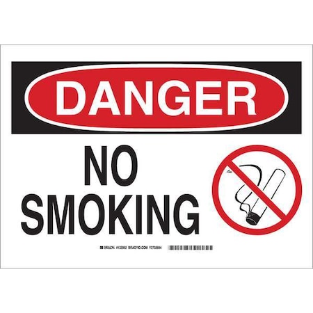 No Smoking Sign, 10 H, 14 In W, Polyester, Rectangle, English, 132002