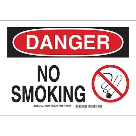 No Smoking Sign, 7 H, 10 W, Polyester, Rectangle, English, 132001