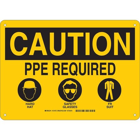 Caution Sign, 10 HX14 W, Plastic, Sign Background Color: Yellow
