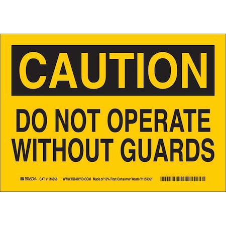 Caution Sign, 10 Height, 14 Width, Rectangle, English