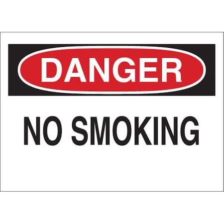 Danger No Smoking Sign, 10 H, 14 In W, Fiberglass, Rectangle, English, 47010