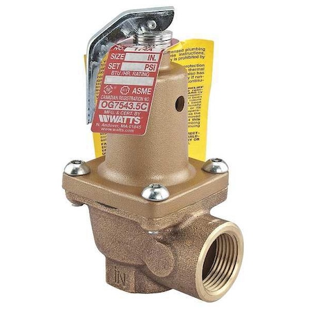 Safety Relief Valve,3/4 In,75 Psi,Bronze