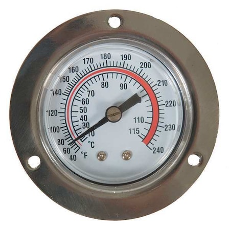 Analog Panel Mt Thermometer, 40 To 240F, Dial Size: 2 In