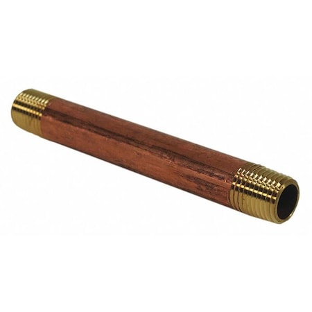 Red Brass Pipe Nipple,No Lead,1/2x5