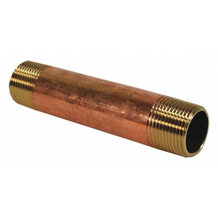 Red Brass Pipe Nipple,No Lead,3/4x2