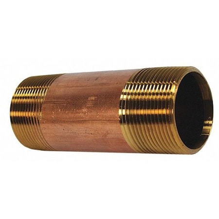 Red Brass Pipe Nipple,No Lead,1 1/2X3