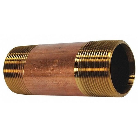 Red Brass Pipe Nipple,No Lead,1 1/2X4