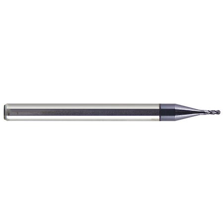 Carbide Micro End Mill, Ball, 0.118x0.354, Number Of Flutes: 4